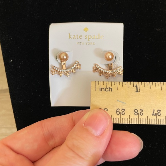 Kate Spade ♠️ Rose Gold and Pearl Earrings Adjustable Ear Jackets - Picture 6 of 6